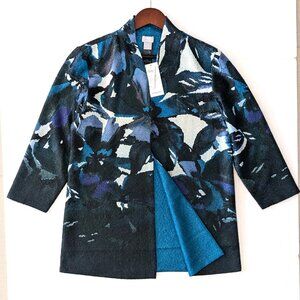 NWT Chicos Reversible Jacket 1P (Women's Size 8) Blue Green Pattern
